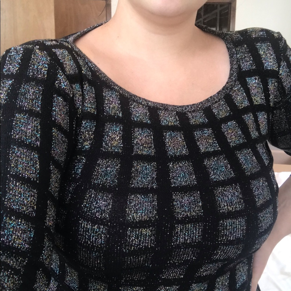 TOPSHOP Black + Iridescent Glitter Dress